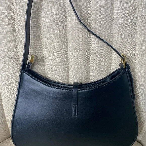 Melolila Crescent Shoulder Bag – Y2K Black Purse w/ Gold Hardware | $38 Retail - Picture 2 of 11